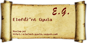 Elefánt Gyula névjegykártya